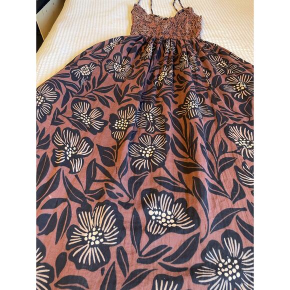 Free People Sweet Nothings Midi Boho Floral Smocked Top Spaghetti Strap Dress XS - Picture 12 of 16